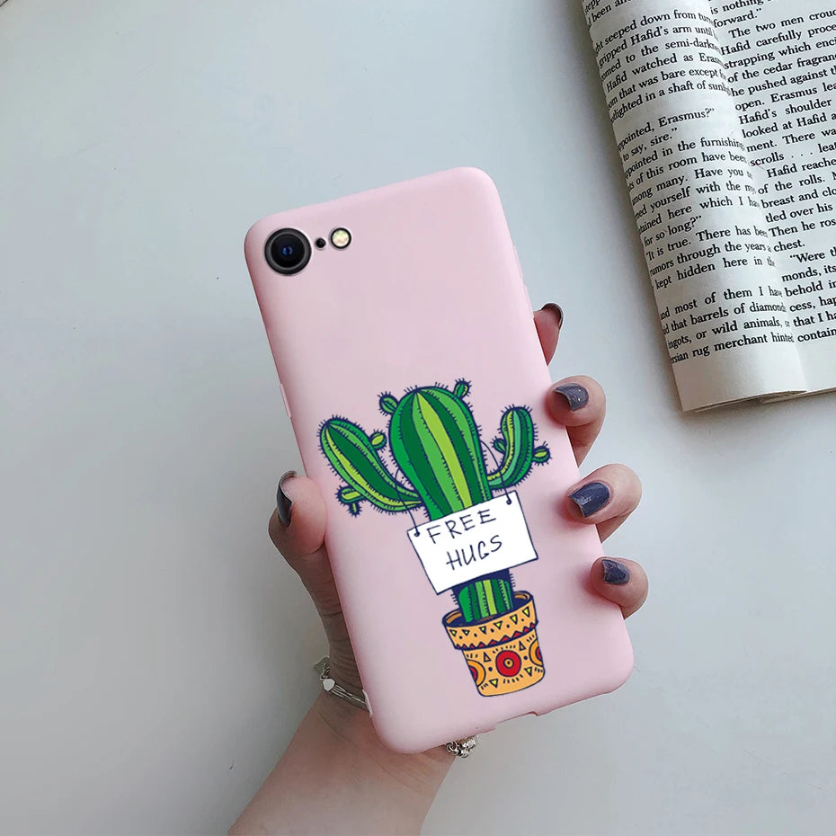 For iPhone SE 2022 Case For iPhone SE 3 SE3 2022 SE2022 Back Shockproof Cover Soft TPU Cute Cartoon Painted Silicone Phone Case