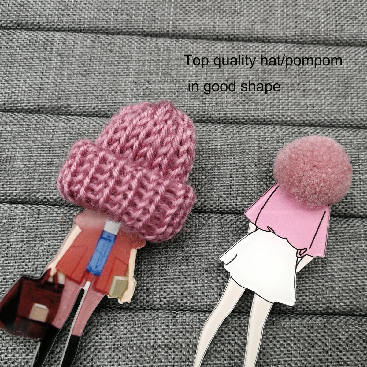 12pcs Fashion Brooch Pins for Woman Brooches Girls Cartoon Models Acrylic Brooches Kawaii Pompom Clothing Jewelry Accessories