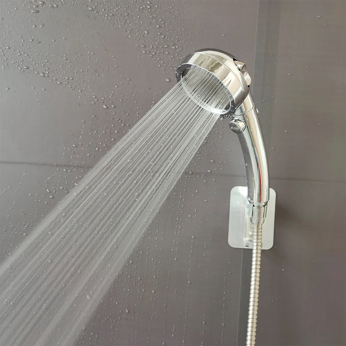 Large Flow High Pressure Shower Head Silver 3 Modes Eco Water Saving Spray Nozzle Massage Rainfall Pressurized Bathroom Shower