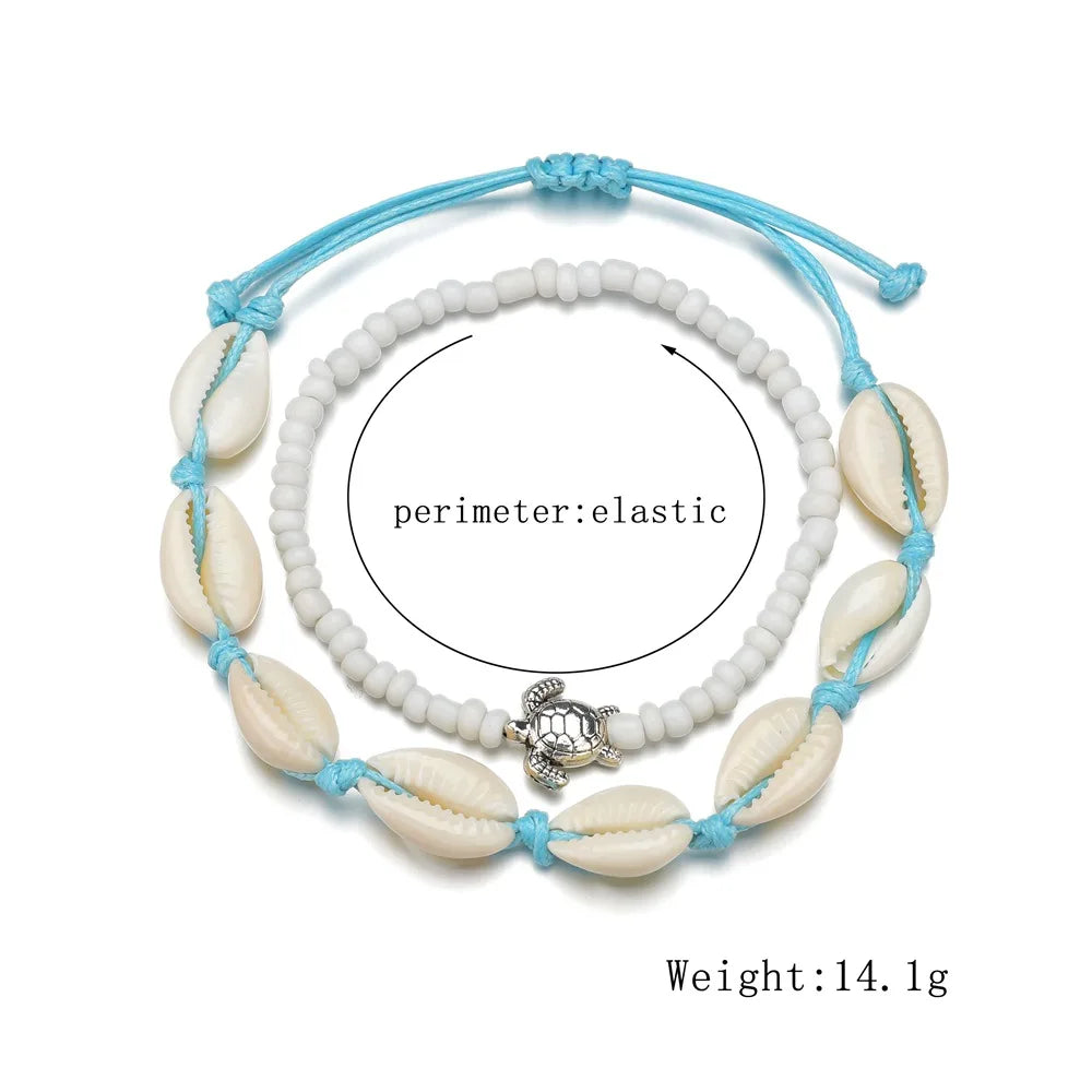 Bohemian Multilayer Shell Beads Anklets For Women Vintage Star starfish Ankle Bracelets on Leg Foot Chain Summer Beach Jewelry