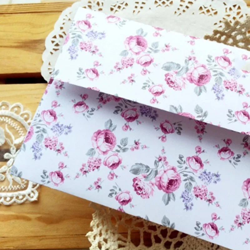 10pcs Rose envelope Pastoral style Paper DIY Stationery Decorative writing envelopes gift bag 17.5*12.5cm