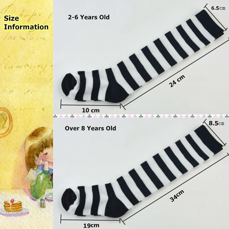 Kids Knee High Socks Cotton Halloween Colorful Zebra Stripes Long Tube Clown Striped Knee Socks Boys Girls Dopamine Xmas