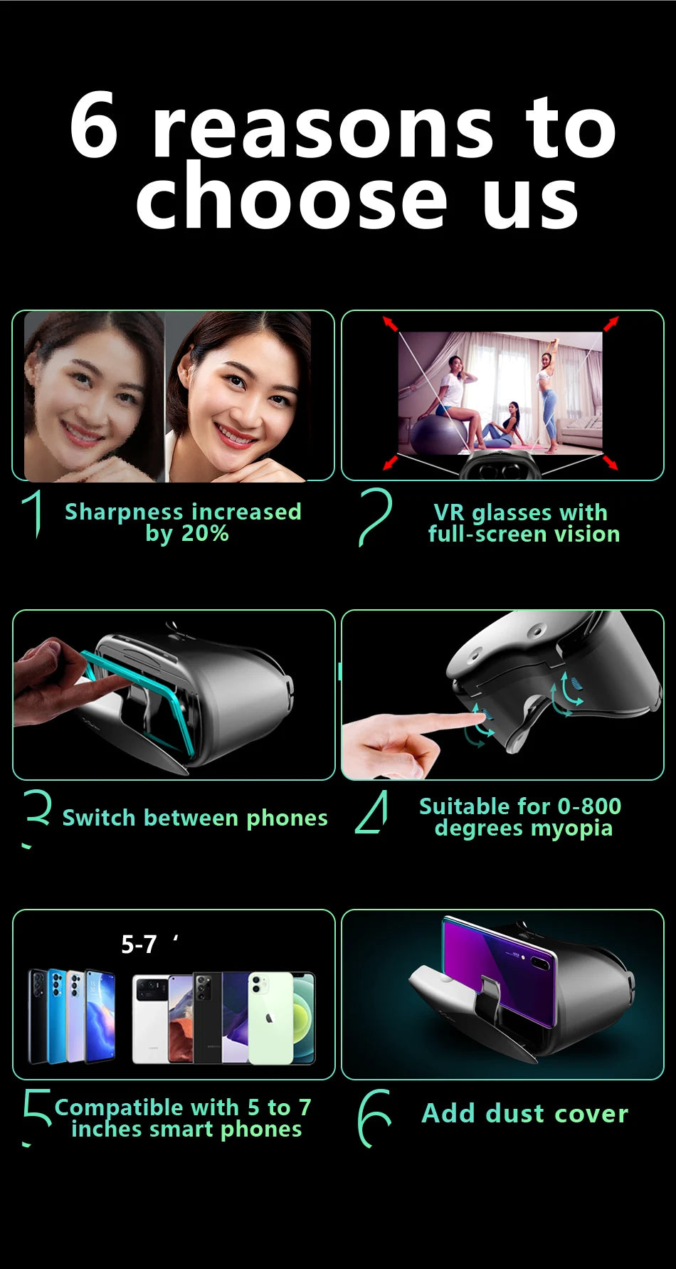 3D Virtual Reality VR Glasses For iPhone Android Smartphone Cell Mobile Phone Helmet Headset Wirth Real Lenses Goggles Devices