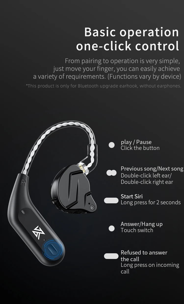 KZ AZ09 Bluetooth 5.2 Wireless Upgrade Cable  HIFI Wireless Ear Hook With Charging Case For KZ TRN CCA Earphones Headset