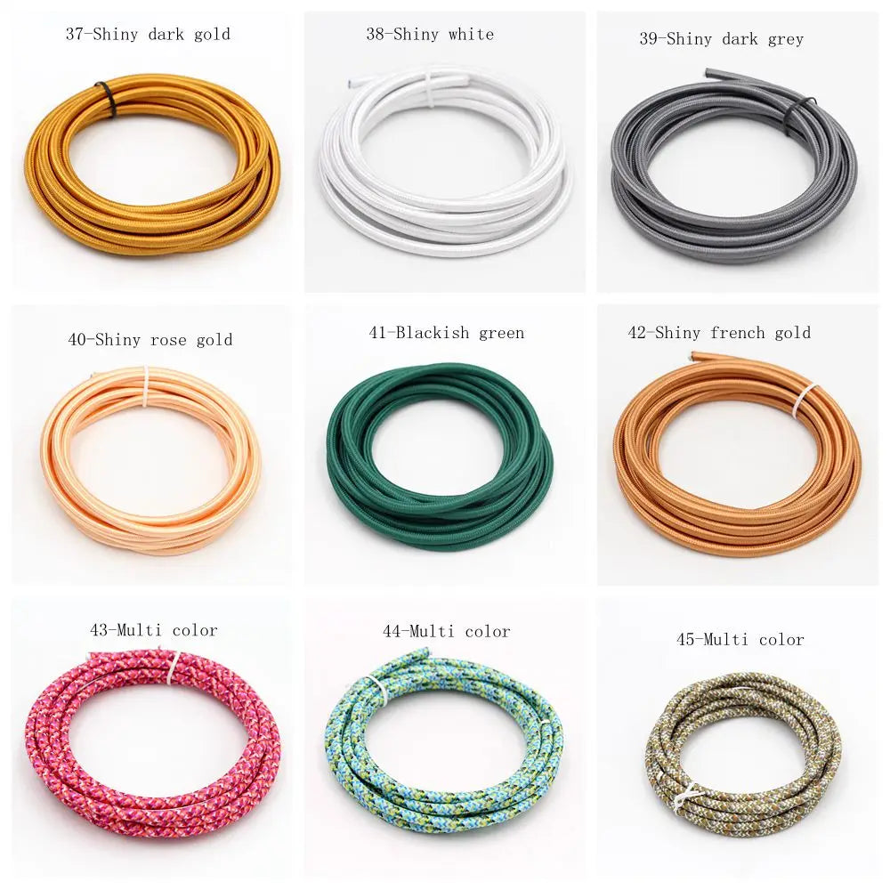 250V 2 Core 0.75mm2 Vintage Textile Cloth Covered Cable Fabric Braided Electrical Wire Flex Colour Cord