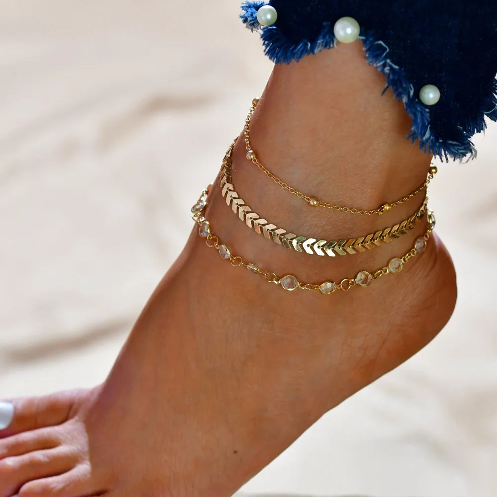 Bohemian Multilayer Shell Beads Anklets For Women Vintage Star starfish Ankle Bracelets on Leg Foot Chain Summer Beach Jewelry