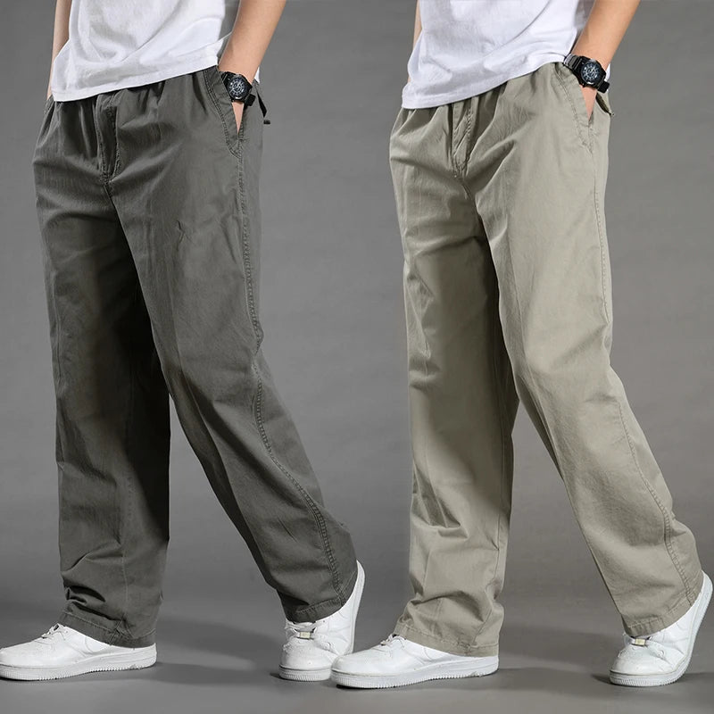 Calças Cargo de Homem Verão Primavera Algodão Roupa de Trabalho Novidade Tamanho Grande 6XL Casuais Escalada Joggers Calças de Treino Calças de Outono Hombre