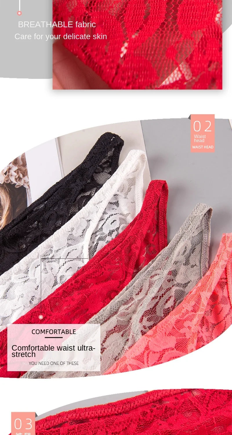Women's Underwear Sexy Lace Panties Fashion Transparent Comfortable Briefs Low Waist Seamless Underpants Female Sexy Lingerie