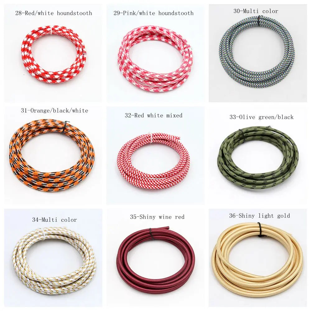 250V 2 Core 0.75mm2 Vintage Textile Cloth Covered Cable Fabric Braided Electrical Wire Flex Colour Cord