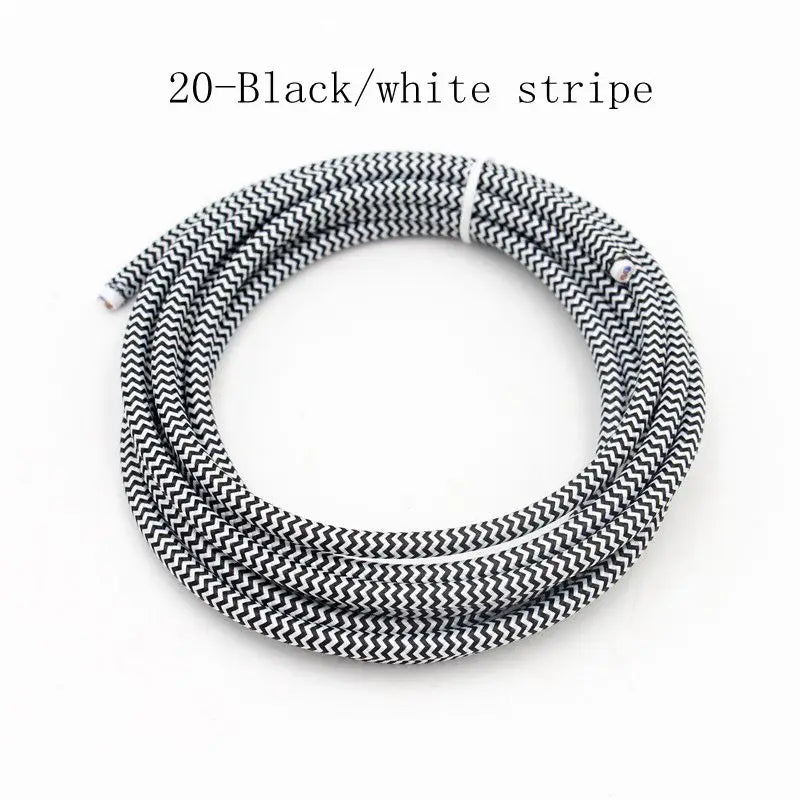 250V 2 Core 0.75mm2 Vintage Textile Cloth Covered Cable Fabric Braided Electrical Wire Flex Colour Cord