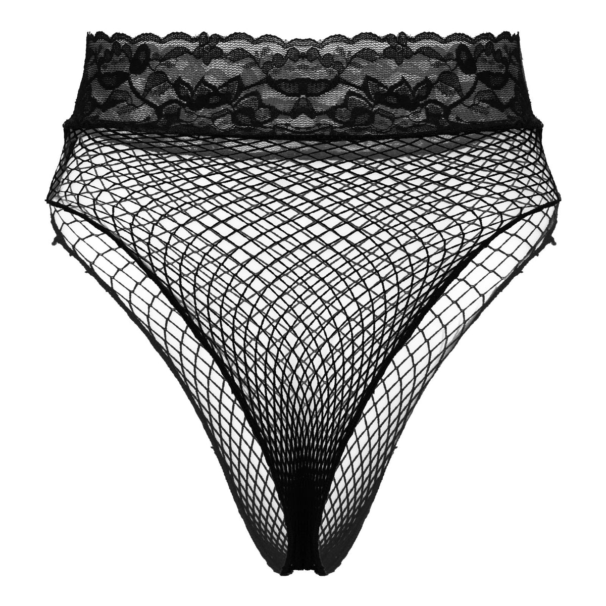 Womens Lingerie Briefs See-through Mesh Underwear Lace Waistband Panties Low Waist Hollow Out Transparent Fishnet Underpants