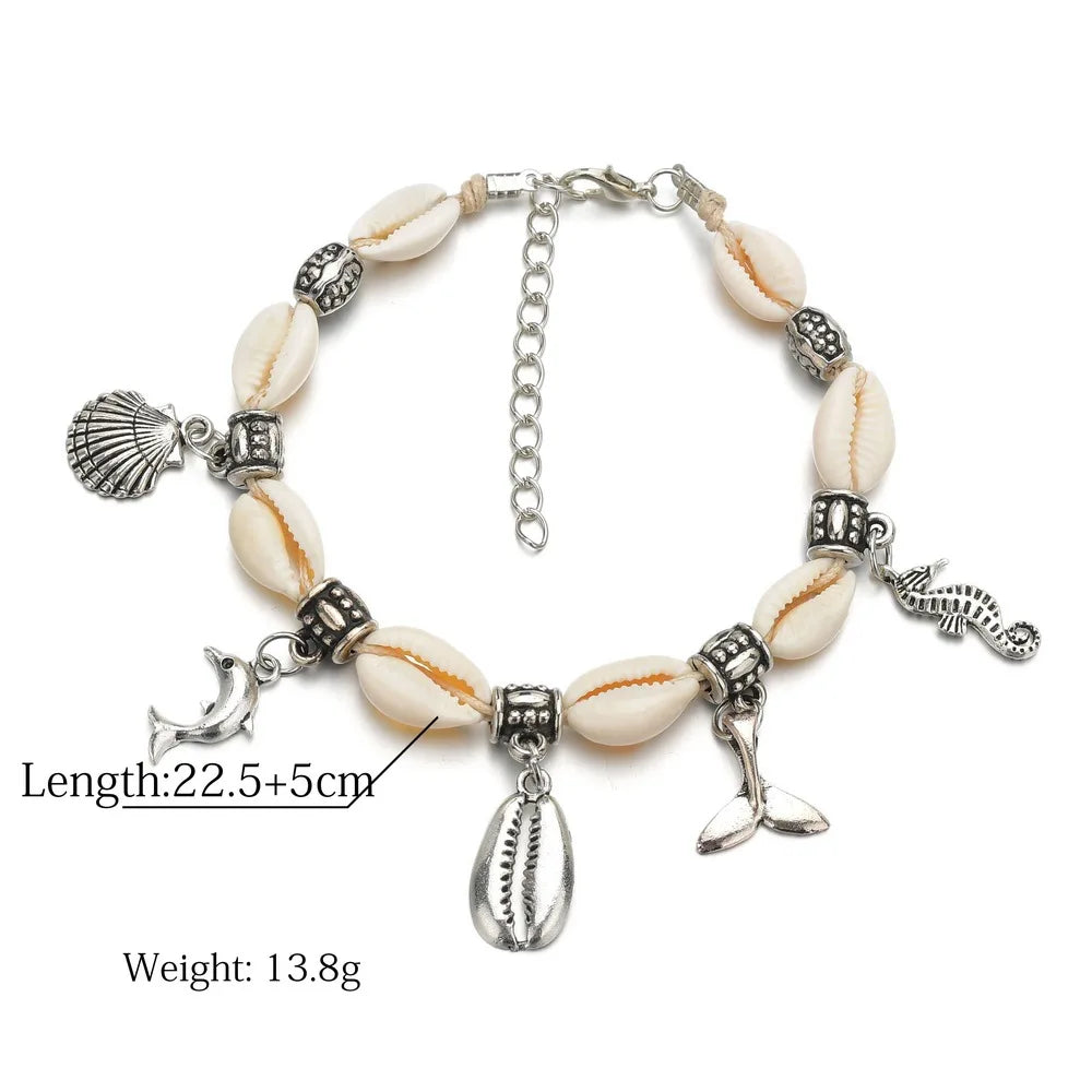 Bohemian Multilayer Shell Beads Anklets For Women Vintage Star starfish Ankle Bracelets on Leg Foot Chain Summer Beach Jewelry