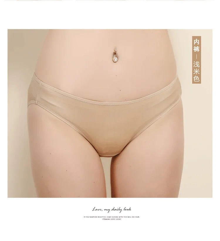 Women Underwear Sexy Briefs Low Waist 100% Real Silk Double-sided knitting Underwear Panties Briefs Female Underpants 2255