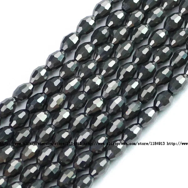 100pcs 4*6mm Rice Grains Austrian Crystal Oval Shape Plated Color Loose Beads For Jewelry Making Bracelets Necklace DIY