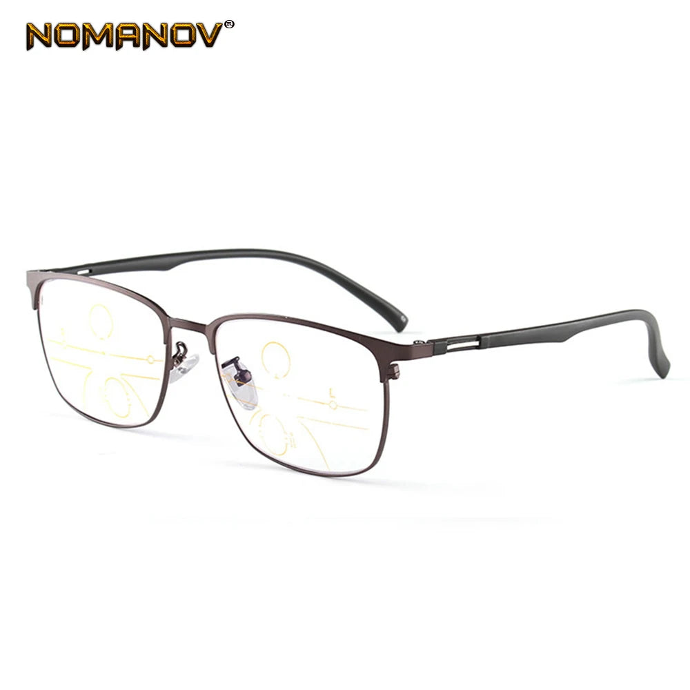 Full-rim Large Frame See Far and Near Progressive Multifocal Anti-blue Light Reading Glasses +0.75 +1.25 +1.5 +2 +1.75 TO +4