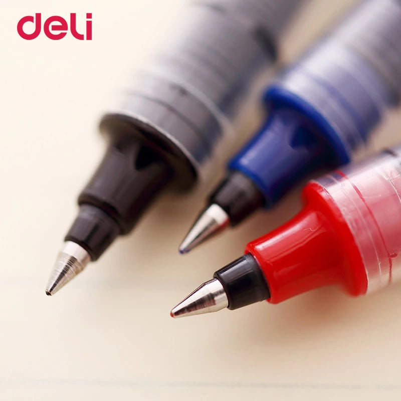 Deli Sign Gel Pens Direct Liquid Ballpoint Tungsten Carbide Beads Pen For Writing School Office Stationery Supply