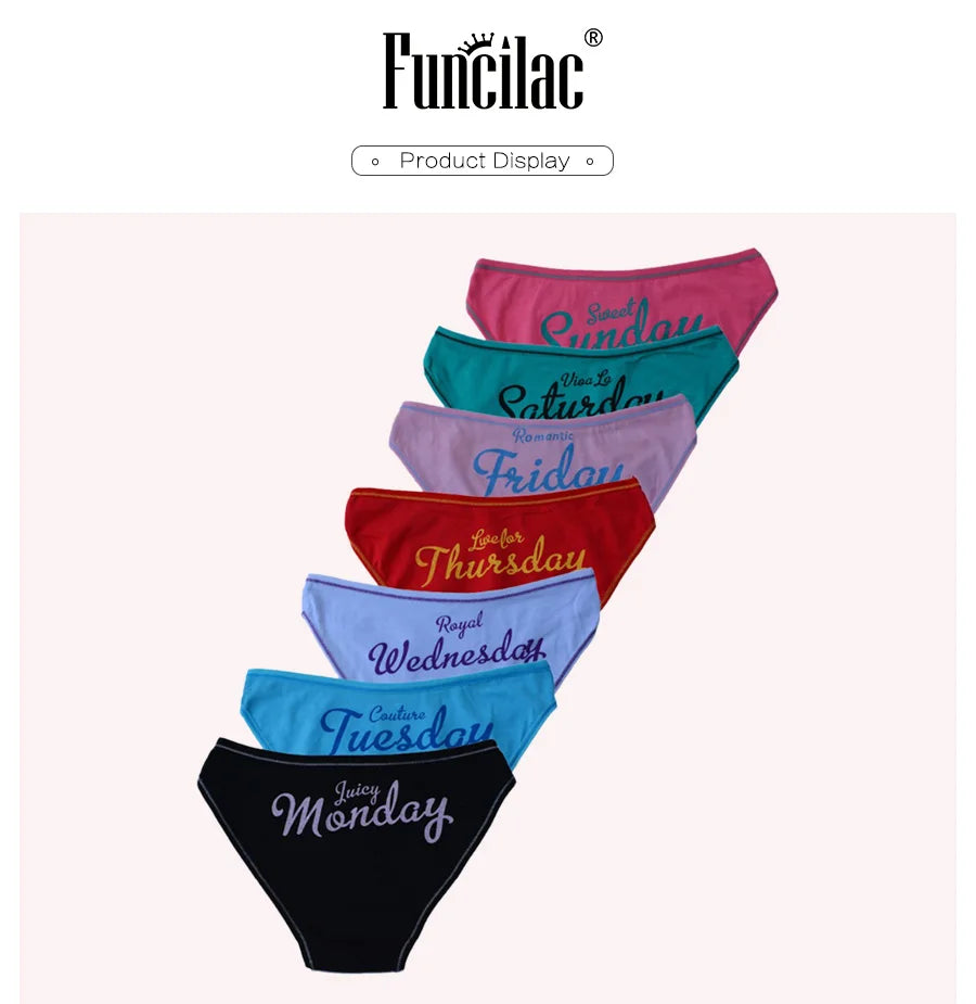 Women Underwear Cotton Every Weekdays Sexy Ladies Panties Knickers Briefs Lingerie for Women Size:M L XL 7 Pcs/Lot