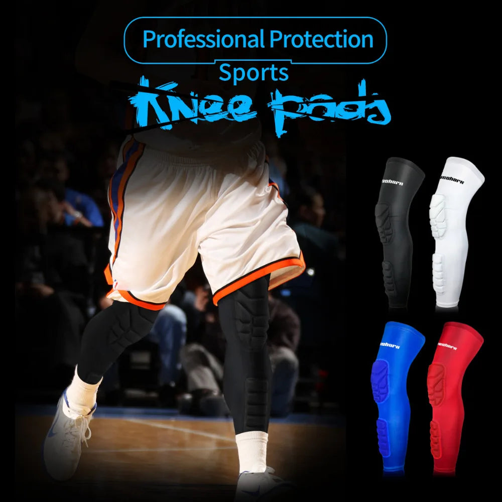Professional Kids Children Teenagers Sports Long Crashproof Honeycomb Kneepads Compression Leg Sleeves Baketball Knee Supports