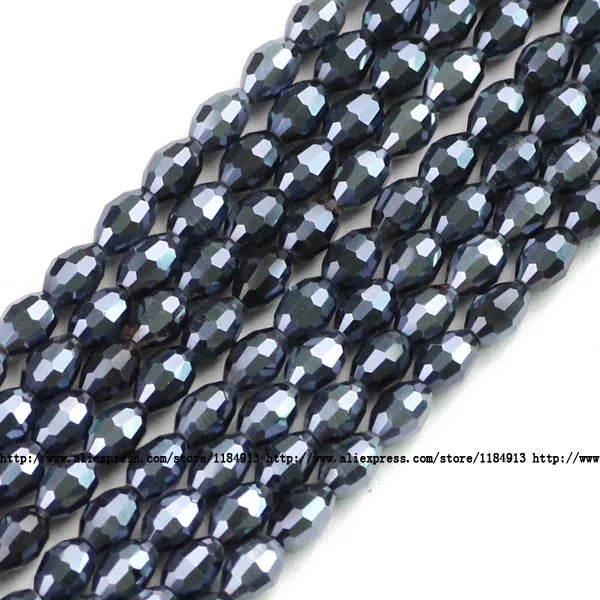 100pcs 4*6mm Rice Grains Austrian Crystal Oval Shape Plated Color Loose Beads For Jewelry Making Bracelets Necklace DIY