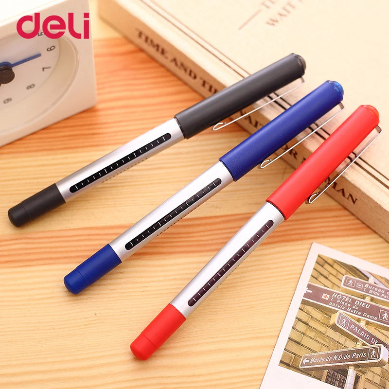Deli Sign Gel Pens Direct Liquid Ballpoint Tungsten Carbide Beads Pen For Writing School Office Stationery Supply