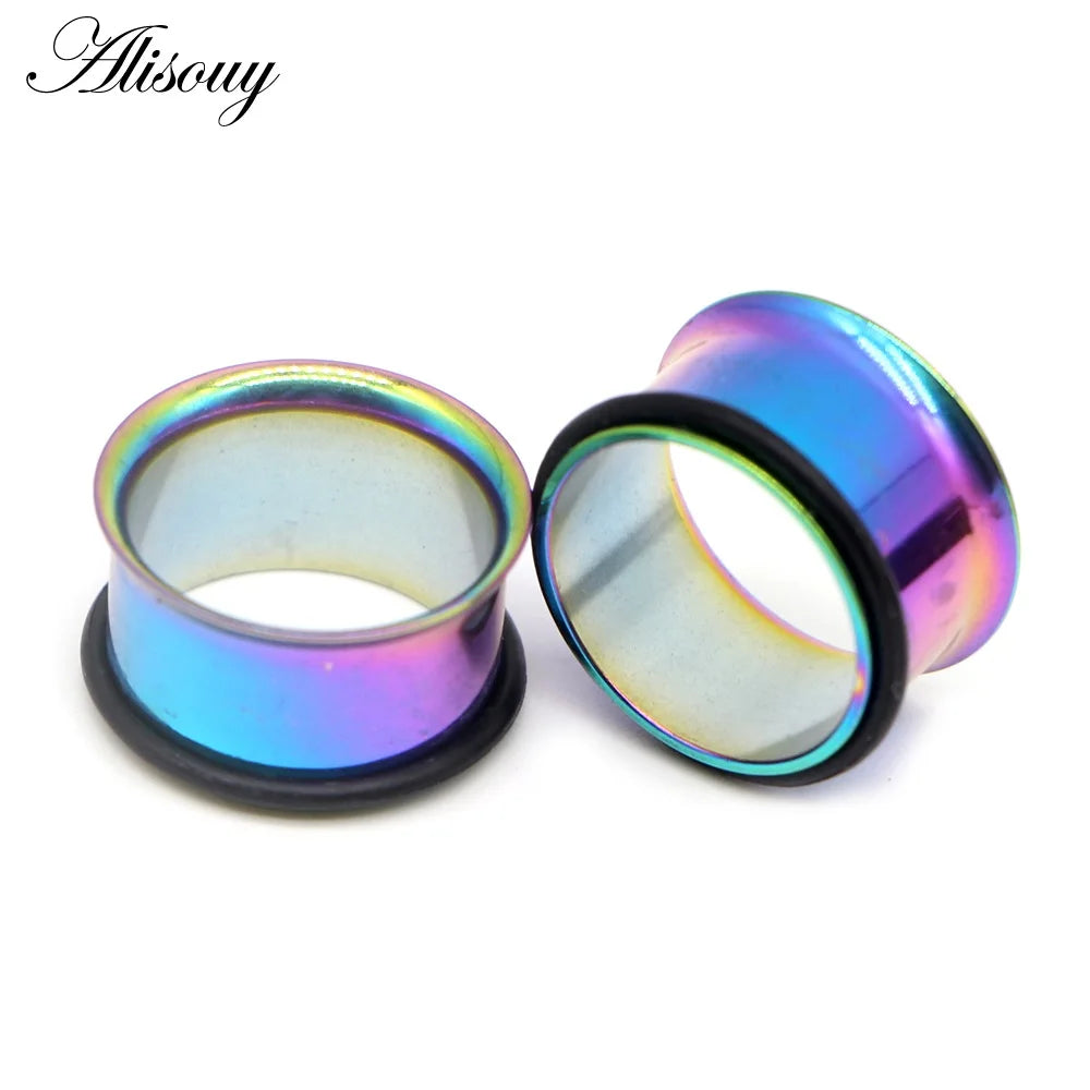 1pc 2mm-25mm Stainless Steel Ear Plugs Tunnels Rose Gold Color Screwed Earrings Expander Earlet Gauges Body Piercings Jewelry