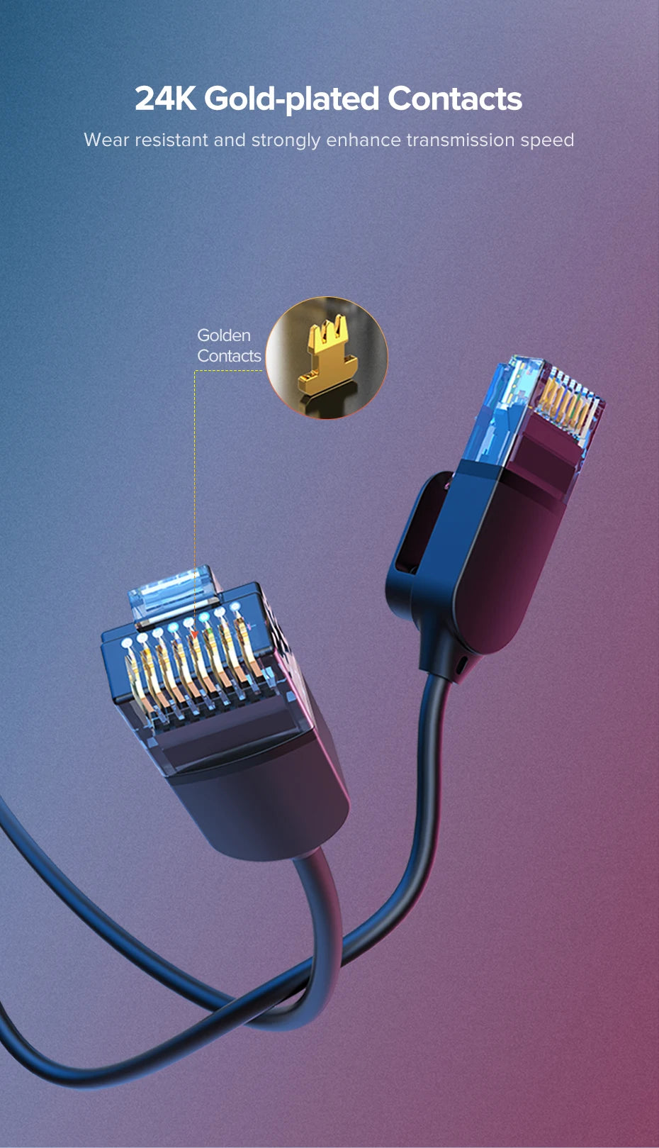UGREEN Ethernet Cable Cat 6A 10Gbps Network Cable 4 Twisted Pair Patch Cord Internet UTP Cat6a Lan Ethernet RJ45 for Router PC