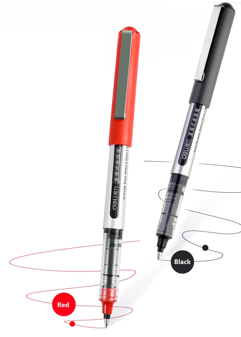 Deli Sign Gel Pens Direct Liquid Ballpoint Tungsten Carbide Beads Pen For Writing School Office Stationery Supply