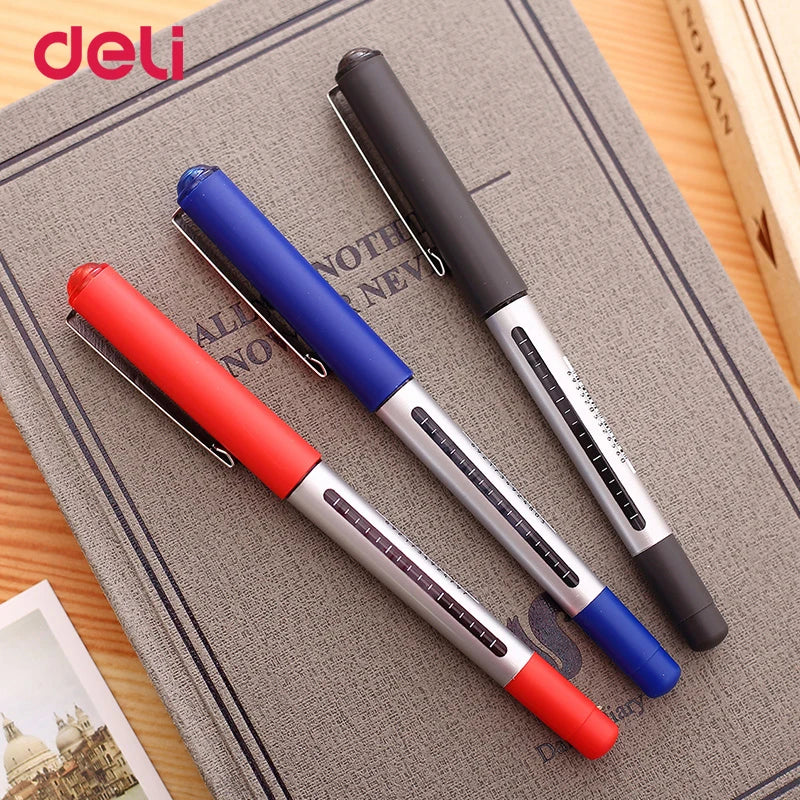 Deli Sign Gel Pens Direct Liquid Ballpoint Tungsten Carbide Beads Pen For Writing School Office Stationery Supply