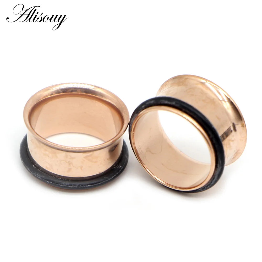1pc 2mm-25mm Stainless Steel Ear Plugs Tunnels Rose Gold Color Screwed Earrings Expander Earlet Gauges Body Piercings Jewelry
