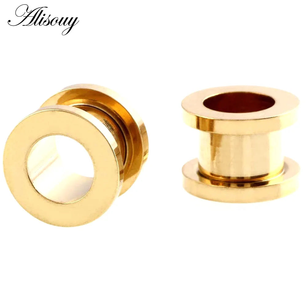 1pc 2mm-25mm Stainless Steel Ear Plugs Tunnels Rose Gold Color Screwed Earrings Expander Earlet Gauges Body Piercings Jewelry
