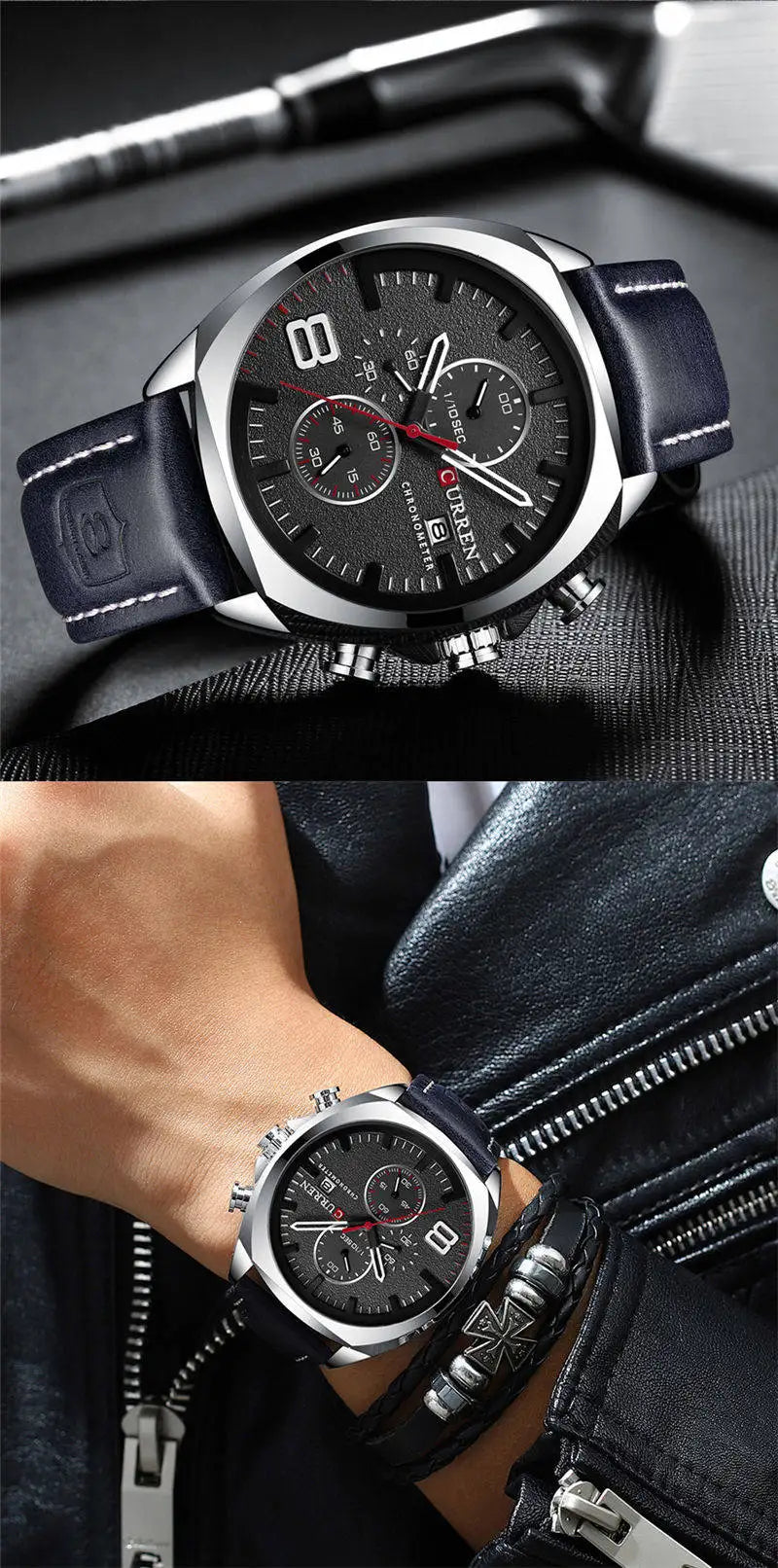 CURREN Watch Men Waterproof Chronograph Sport Military Male Clock Man Top Brand Luxury Leather Wristwatch Relogio Masculino 8324