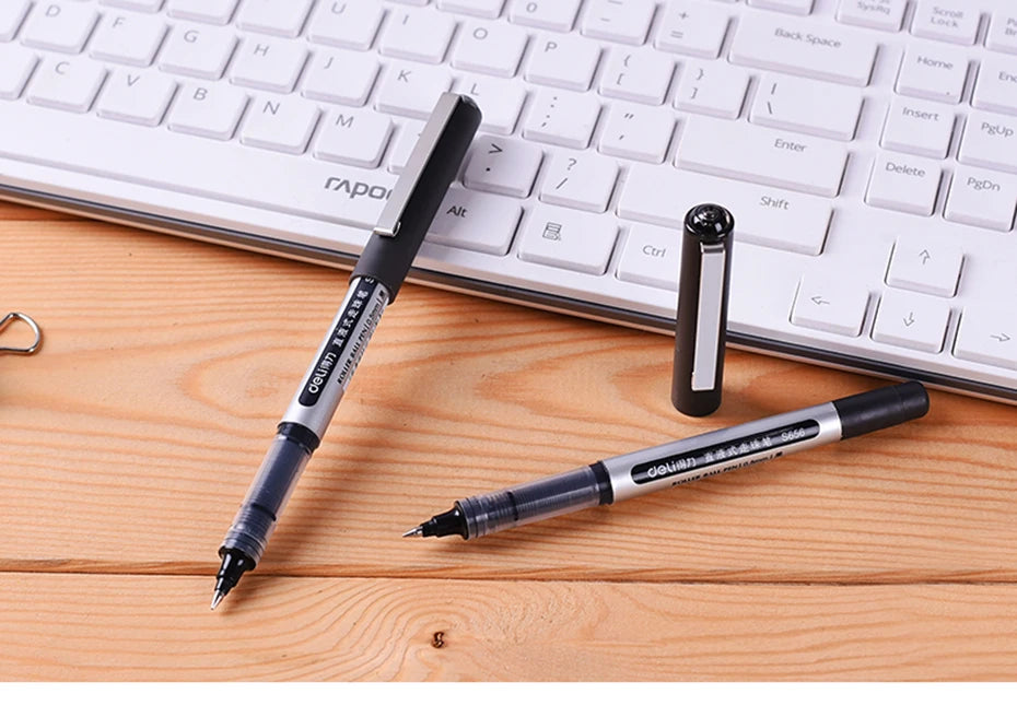 Deli Sign Gel Pens Direct Liquid Ballpoint Tungsten Carbide Beads Pen For Writing School Office Stationery Supply