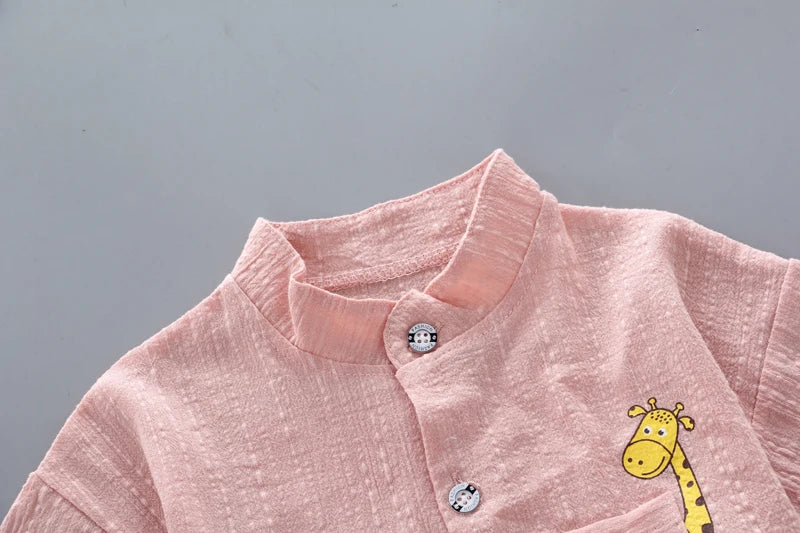 New Summer  Hot Sale Toddler Kids Baby Boys Shirt Cartoon Tops Denim Shorts Pants Outfits Set Baby Clothes