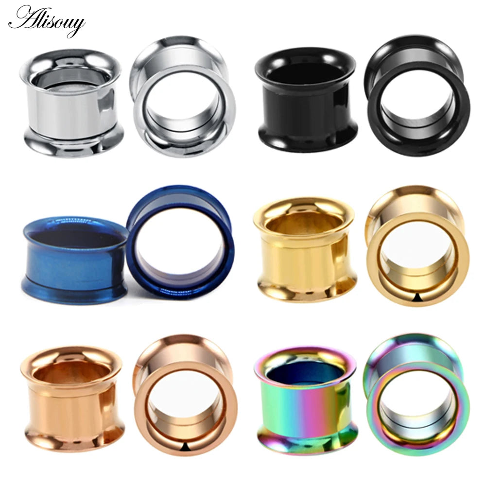 1pc 2mm-25mm Stainless Steel Ear Plugs Tunnels Rose Gold Color Screwed Earrings Expander Earlet Gauges Body Piercings Jewelry