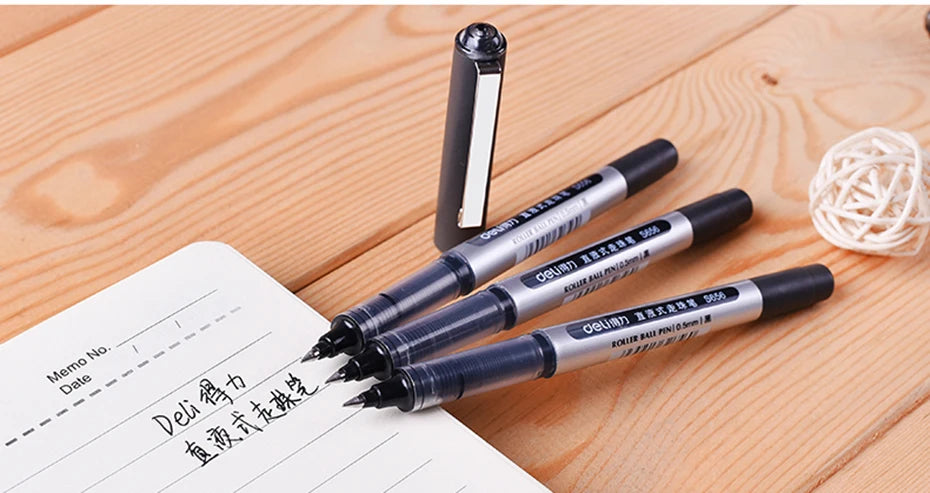 Deli Sign Gel Pens Direct Liquid Ballpoint Tungsten Carbide Beads Pen For Writing School Office Stationery Supply