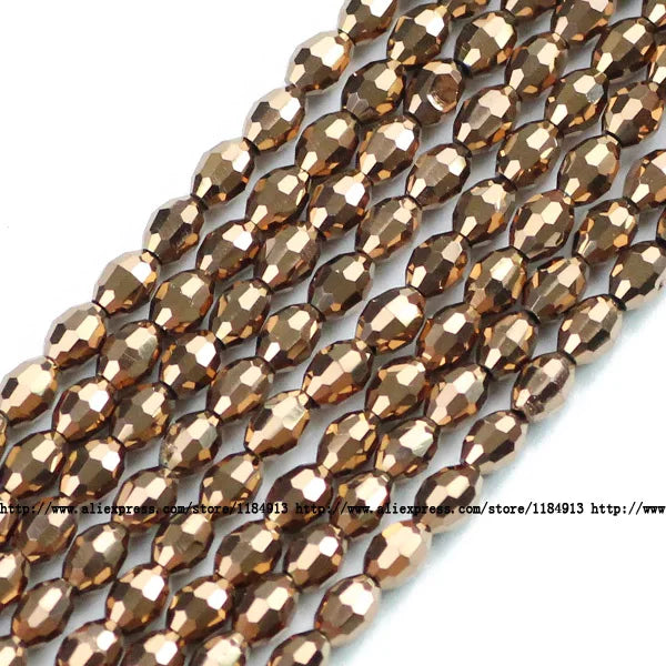 100pcs 4*6mm Rice Grains Austrian Crystal Oval Shape Plated Color Loose Beads For Jewelry Making Bracelets Necklace DIY
