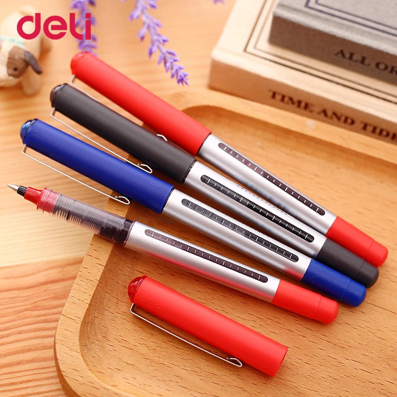 Deli Sign Gel Pens Direct Liquid Ballpoint Tungsten Carbide Beads Pen For Writing School Office Stationery Supply