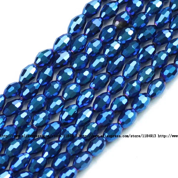 100pcs 4*6mm Rice Grains Austrian Crystal Oval Shape Plated Color Loose Beads For Jewelry Making Bracelets Necklace DIY