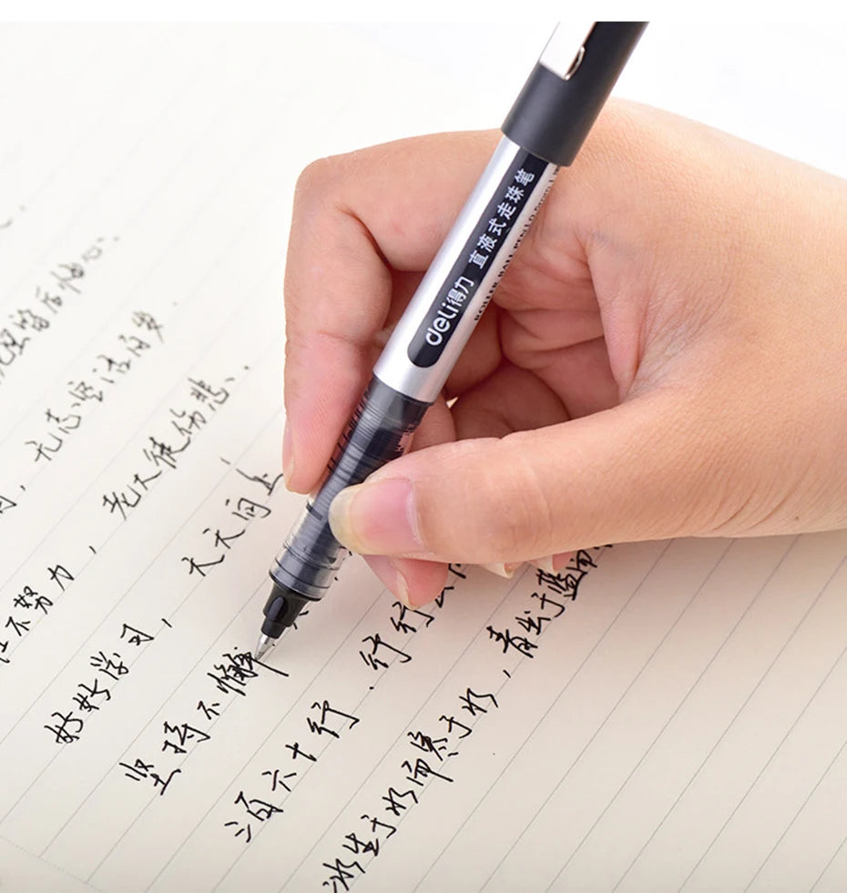 Deli Sign Gel Pens Direct Liquid Ballpoint Tungsten Carbide Beads Pen For Writing School Office Stationery Supply