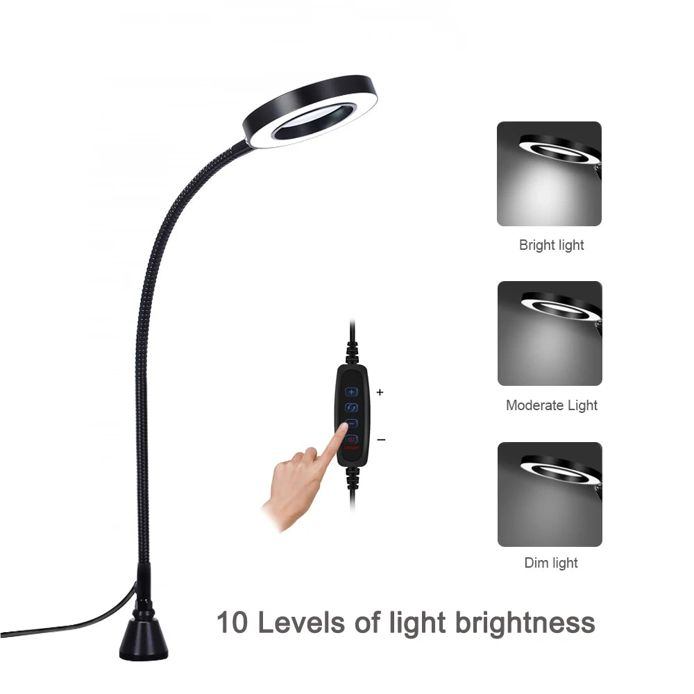 NEWACALOX PCB Fixture Clips Soldering Holder Third Hand Tool Magnetic Flexible Helping Hands with 3X LED Illuminated Magnifier