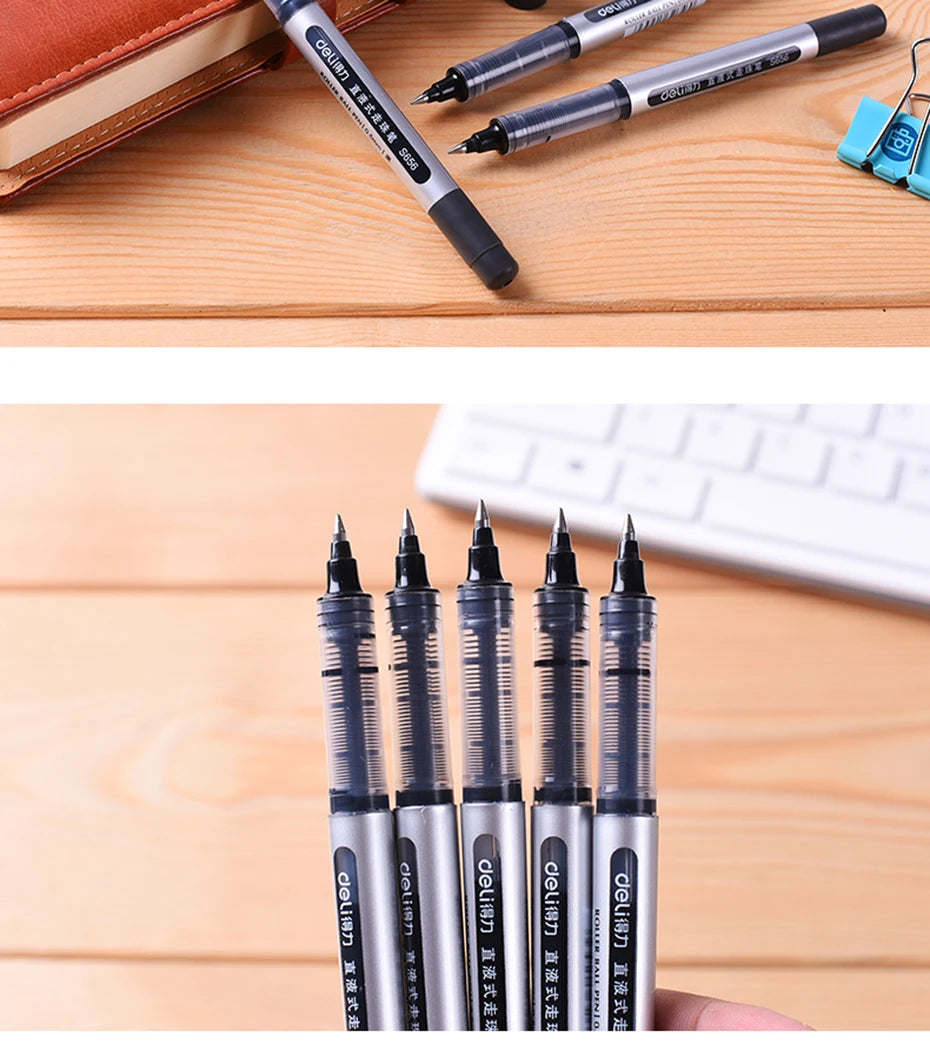 Deli Sign Gel Pens Direct Liquid Ballpoint Tungsten Carbide Beads Pen For Writing School Office Stationery Supply