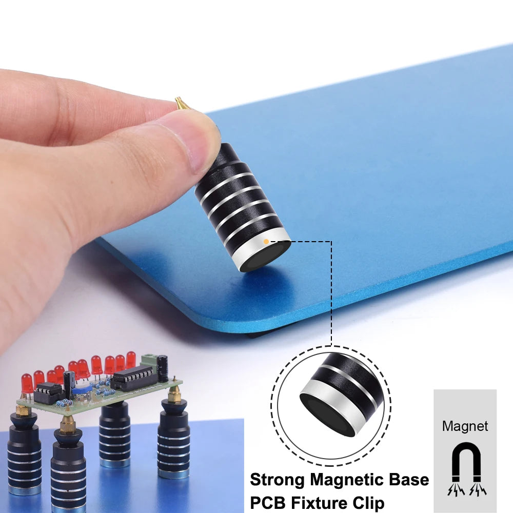NEWACALOX PCB Fixture Clips Soldering Holder Third Hand Tool Magnetic Flexible Helping Hands with 3X LED Illuminated Magnifier