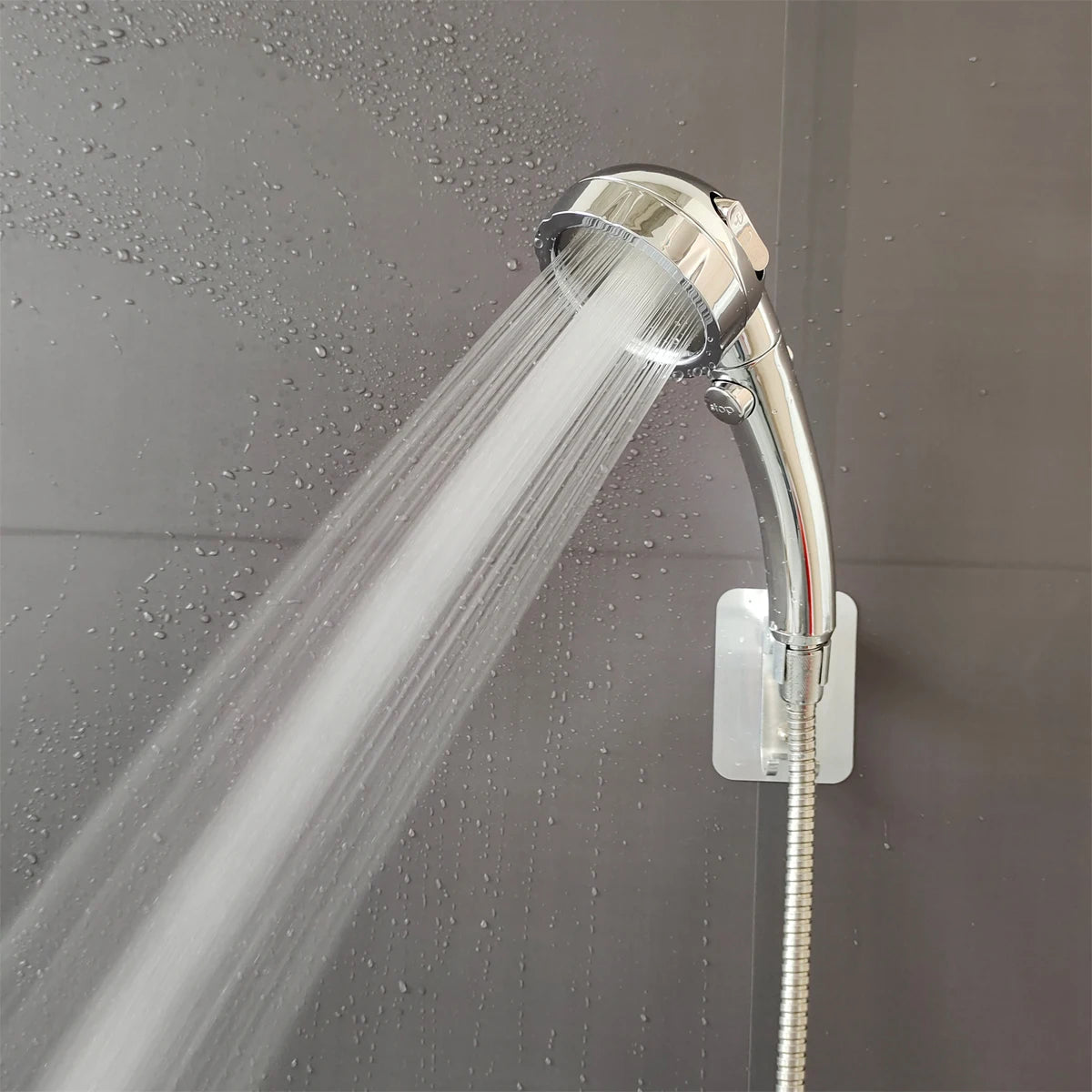 Large Flow High Pressure Shower Head Silver 3 Modes Eco Water Saving Spray Nozzle Massage Rainfall Pressurized Bathroom Shower