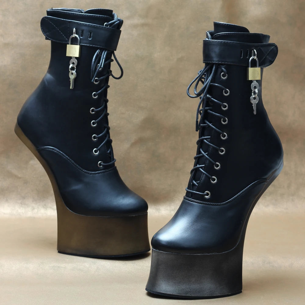 JIALUOWEI 7inch High Heel New Fancy Ponyplay Bootfetish Ankle Platform Boots In Stock Fast Shipping Size36-46