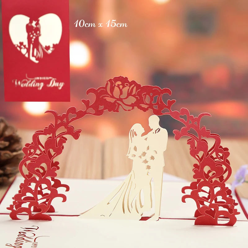 3D Pop Up Greeting Card Romantic Love Flowers Butterfly Bouquet Handmade Surprise Card Anniversary Birthday Valentine's Day Gift
