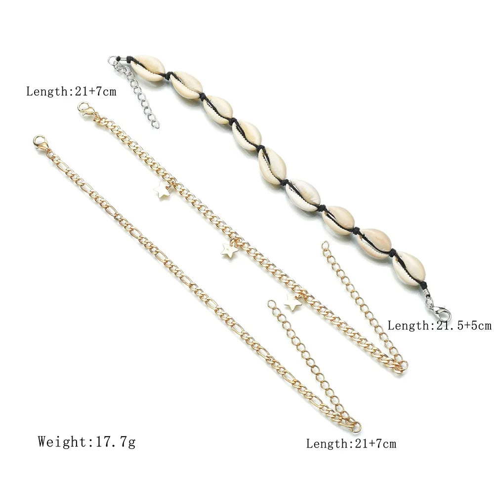 Bohemian Multilayer Shell Beads Anklets For Women Vintage Star starfish Ankle Bracelets on Leg Foot Chain Summer Beach Jewelry