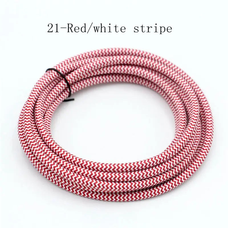 250V 2 Core 0.75mm2 Vintage Textile Cloth Covered Cable Fabric Braided Electrical Wire Flex Colour Cord