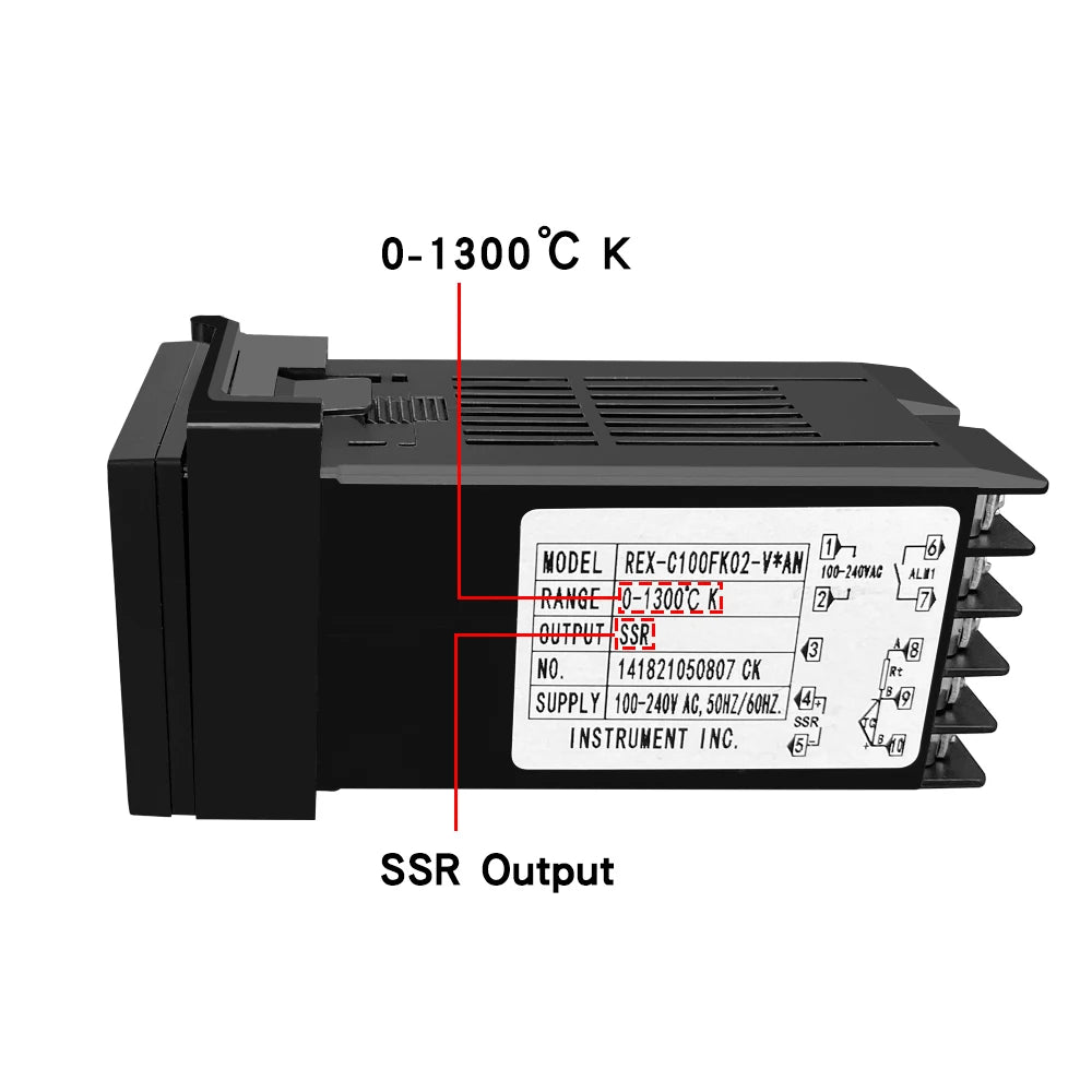 REX-C100 Digital PID Temperature Controller Thermostat SSR output Max.40A SSR Relay K Thermocouple Probe High Quality