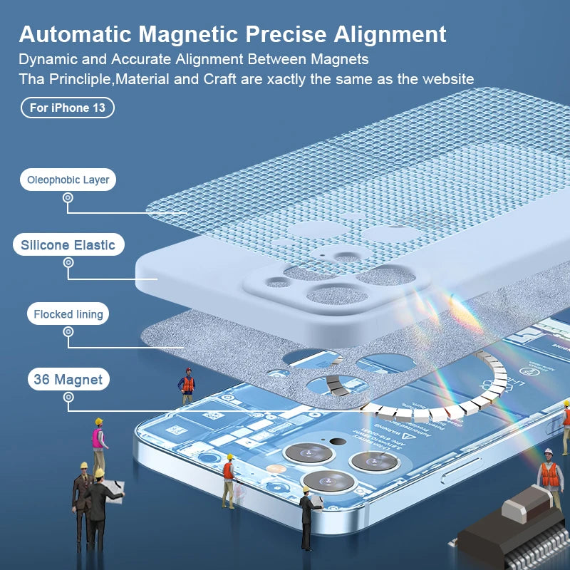 For Magsafe Magnetic Wireless Charging Case For iPhone 15 13 11 12 14 Pro MAX Mini 8 Plus XR XS Max X SE Liquid Silicone Cover