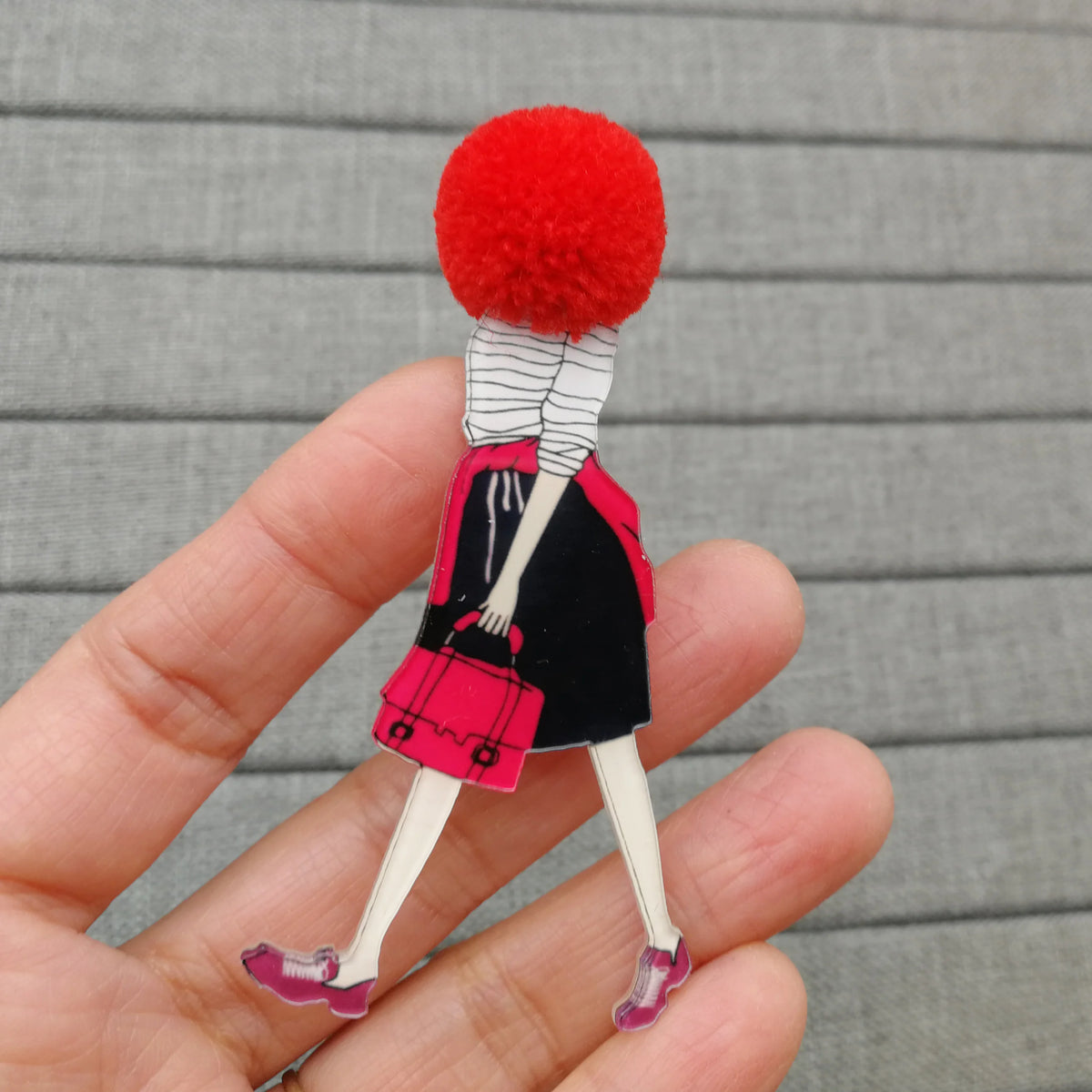 12pcs Fashion Brooch Pins for Woman Brooches Girls Cartoon Models Acrylic Brooches Kawaii Pompom Clothing Jewelry Accessories